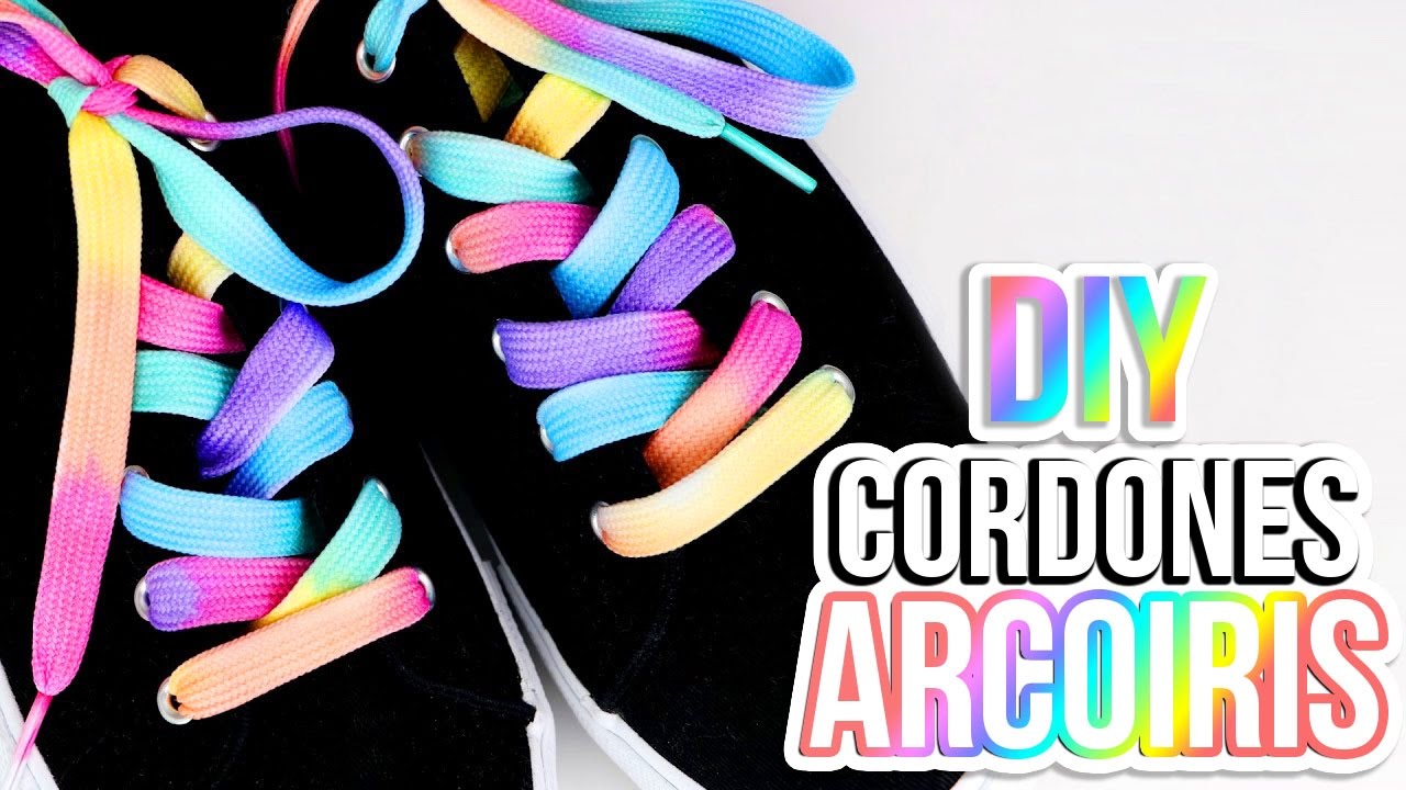 Como transformar tus zapatillas! DIY Haz cordones/agujetas arcoíris para tus zapatos – Tutoriales Belen